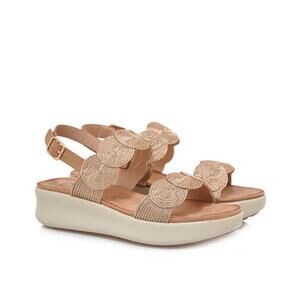 NEW EXE women's strass wedge sandal in gold